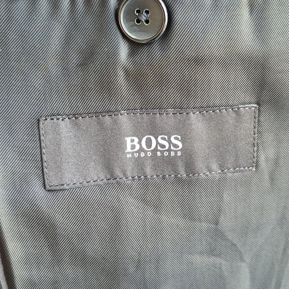 HUGO BOSS Johnstons Lenon Solid Black Super 100s Wool Mens Sz 44‎ R Sport Coat